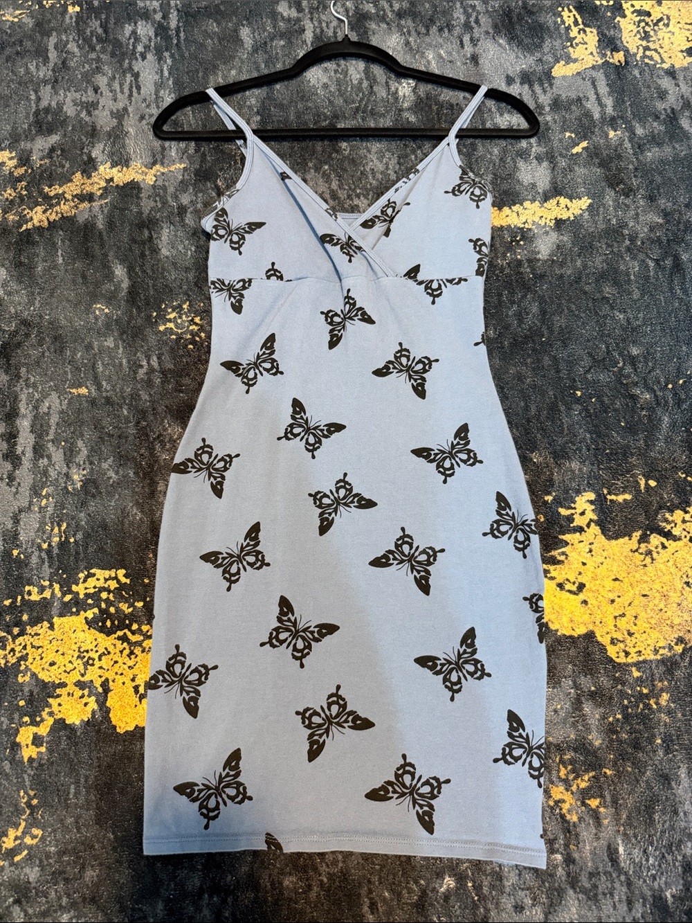 wild fable Light Blue Butterfly-Print Mini Dress